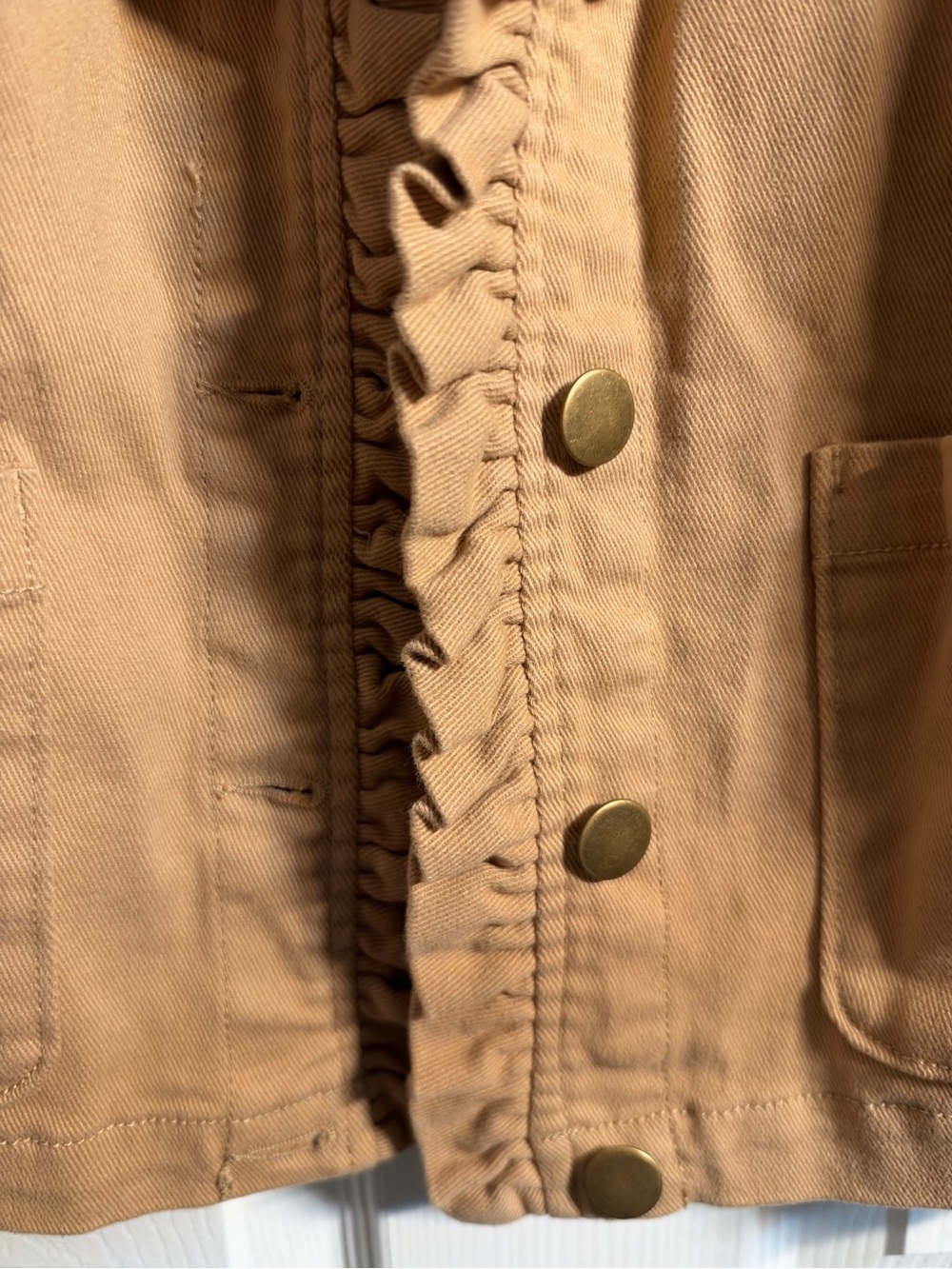 Draper James Camel Ruffle Utility Jacket L - Picture 4 of 7